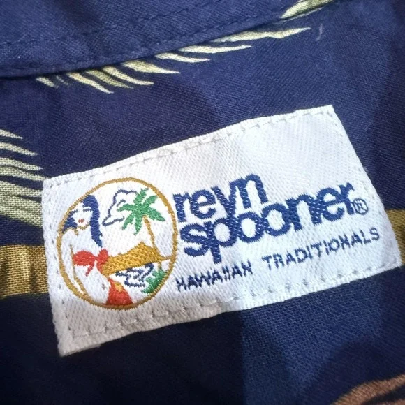 Reyn Spooner Shirt Mens 2XL Blue Palm Tree Hawaiian Aloha Short Sleeve Button Up - Picture 3 of 7